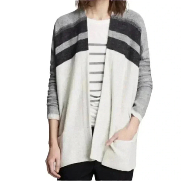 Vince Cashmere & Wool Striped Open Cardigan - Picture 1 of 6